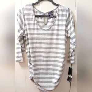 MATERNITY, OH BABY by MOTHERHOOD, Grey & white Striped, 3/4 sleeve, Size Large.